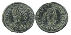Roman Imperial Helena. Augusta, A.D. 324-328/30. AE Cyzicus mint, struck A.D. 324/5. FL HELENA AVGVSTA, diademed and draped bust of Helena right wearing necklace SECVRITAS REIPVBLICE, Helena as Securi