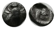 Greek Coins Ionia, Ephesos. Circa 550-500 BC. AR Obol (7mm, 0.39g). Bee. / Quadripartite incuse square. Karwiese Series III; SNG Kayhan I -.