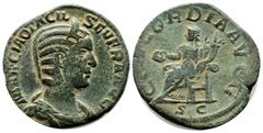 Roman Imperial Coins Otacilia Severa. 244-249 AD. AE Sestertius (28mm, 13.32g). Rome. MARCIA OTACIL SEVER AVG. Bust of Otacilia Severa right../ CONCORDIA AVGG SC. Concordia seated left holding a pater