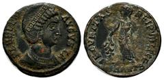 Roman Imperial Coins Helena AD 328-329. AE (19mm, 3.30g). Antioch, FL HELENA AVGVSTA, diademed and mantled bust right, wearing necklace / SECVRITAS REIPVBLICE, Empress standing left, lowering branch, 