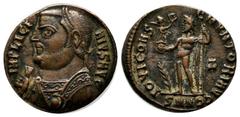 Roman Imperial Coins Licinius I, AD 308-324. AE Follis (18mm, 3.16g). Nicomedia, AD 317-320. IMP LICINIVS AVG Laureate and draped bust of Licinius to left holding mappa in his right hand and globe and