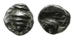 Greek Coins Ionia, Ephesos. ca.500-420 BC. AR Tetartemorion (5mm, 0.19g). Bee / Head of eagle left within incuse square. Karwiese Series IV; SNG Kayhan 126-34 var.