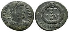 Roman Imperial Coins Jovian, AD.363-364. AE (18mm, 2.42g). Cyzicus mint, 2nd officina. DN IOVIAN-VS PF AVG. Diademed, draped and cuirassed bust right. / VOT / V / MVLT / X. Legend in four lines within