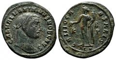 Roman Imperial Coins Maximinus II Daia (as Caesar) AD.305-309. Æ Follis (25mm, 5.25g). Alexandria mint, 2nd officina. GAL VAL MAXIMINVS NOB CAES. Laureate head right. / GENIO CA-ESARIS. Genius standin