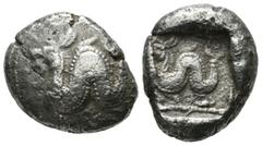 Greek Coins Dynasts Of Lycia. Uncertain. Circa 480 BC. AR Stater (20mm, 8.97g). Sea monster (Ketos) to left / Sea monster (Ketos) to left within incuse square. Rosen Coll. 708 Babelon, Traité - SNG Co