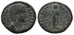 Roman Imperial Coins Helena. AD 327-308. AE Follis (18mm, 3.83g). Antioch. FL HELENA AVGVSTA, diademed and mantled bust right, wearing necklace / SECVRITAS PEIPVBLICE, Securitas standing left, lowerin