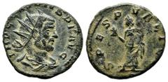 Roman Imperial Coins Claudius II Gothicus, 268-270 AD. AE Antoninianus (18mm, 3.57g). IMP CLAVDIVS P F AVG, Radiate, draped and cuirassed bust right. // SPES PVBLICA / P. Spes advancing left, holding 