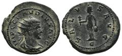 Roman Imperial Coins Claudius II Gothicus, AD 268-270. AE Antoninianus (20mm, 4.10g). Antioch. IMP C CLAVDIVS AVG, radiate, draped and cuirassed bust right / SALVS AVG, Isis Faria standing facing, hea