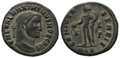 Roman Imperial Coins Maximinus II Daia (as Caesar) 305-308 AD. AE Follis (23mm, 5.54g). Alexandria mint. Struck 308 AD. GAL VAL MAXIMINVS NOB CAES, laureate head right / GENIO CA-ESARIS, Genius standi