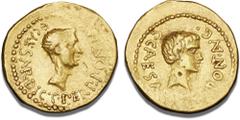 The J.E. Berthelsen Collection of Ancient Coins Ancient coins Roman Republic Julius Caesar and Gaius Octavius Thurinus (Octavian), Aureus, Gallia Cisalpina, c. 43 BC, Calicó 52 (R3), Cr. 490/2 (R3), S