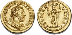 The J.E. Berthelsen Collection of Ancient Coins Ancient coins Roman Empire Marcus Opellius Severus Macrinus, 217-218 AD, Aureus, Rome, late July 217-early March 218 AD, Calicó 2944 (R2), RIC 74, 7.22 