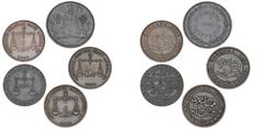 World coins World coins Saint Helena Saint Helena, 1/2 Penny 1821, KM A4, Mombasa, Pice 1888, 3 pcs., KM 1.1, 1.4, 1.5, Zanzibar, Pysa AH 1299, KM 1. (5)