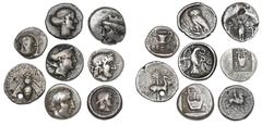 Ancient coins Greece - Collections Ancient Greece, coll. of silver coins, Drachms and Hemidrachms from, among others, Ephesus, Sinope, Lycia, Thebes. (8)