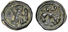 Ancient coins Greece Gaul Gaul, Rèmes (Reims), c. 60-40 BC, Potin, Class. IV, LT 8124, DT 155, 5.36 g - unusually well-struck and detailed example of this interesting Celtic type showing a warrior on 