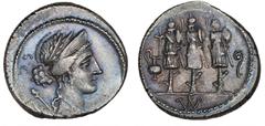 Ancient coins Ancient coins Roman Republic Roman Republic, Faustus Cornelius Sulla, 56 f. Kr., Denarius, Rom, Cr. 426/3, Syd. 884, Cornelia 63, 3.93 g - well-centered and nicely toned The three milita