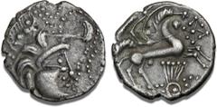 Ancient coins Ancient coins Greece Gaul Gaul, Abrincatui, Baiocasses, c. 100 BC, Stater, cf. DT 2285, BN. 10389H (Jersey hoard), 6.38 g - perfectly struck, nicely toned and with a highly distinguished