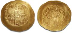Ancient coins Ancient coins Byzans Andronicus I Comnenus, 1183-1185, Constantinople, Hyperpyron, nimbate Virgin enthroned / Andronicus holding globe being crowned by Christ, DOC 1, S 1983, 4.49 g. EF-