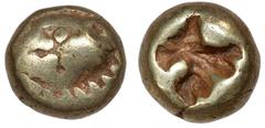 Ancient coins Greece Asia Minor Ancient Greece, Ionia, Miletos, Electrum 1/24 Stater, c. 600-550 BC, 0.58 g, SNG Kayhan 453-4, SNG von Aulock 1803 VF-F