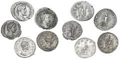 Ancient coins Rome - Collections Roman Empire, 5 Denarii from Julia Paula, Julia Maesa, Julia Mamaea, Maximinus I and Gordian III. (5)