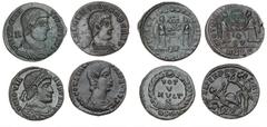 Ancient coins Ancient coins Rome - Collections Roman Empire, 4 Centenionalis from Magnentius, 350-353, Decentius, 350-353, Constantius Gallus, 351-354 og Jovian, 363-364. (4)