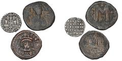 Ancient coins Ancient coins Byzans Byzantine Empire, Basil II Bulgaroktonos og Konstantin VIII, 976–1025, Miliaresion, 1.91 g, Sear 1810 and 2 follis. (3)