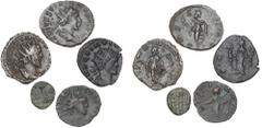 Ancient coins Roman Empire Roman Empire, Quintillus, 270, Antoninianus, FIDES MILIT, RIC 52, and 4 coins from Tetricus I and Tetricus II. (5)