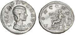 Ancient coins Roman Empire Roman Empire, Julia Paula, Augusta, 219-220, Denarius, Rome, CONCORDIA, 3.62 g, RIC 211 VF