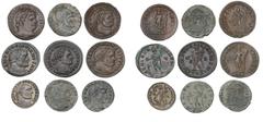 Ancient coins Ancient coins Rome - Collections Romerske kejserdømme, collection of follis from Diocletian, Maximian, Maxentius and Licinius, in total 9 pc