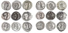 Ancient coins Rome - Collections Roman Empire, coll., Denarius, 9 diff. rulers. Hadrian, Marcus Aurelius, Antoninius Pius, Septimius Severus, Caracalla, Geta, Elagabalus, Severus Alexander, Maximinus 