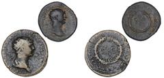 Ancient coins Roman Empire Roman Empire, Trajan, 98-117 AD, Dupondius and Semis, struck in Rome for use in Syria, DAC PARTHICO P M TR POT XX COS VI P P, RIC 644, 645. (2)