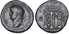 Ancient coins Roman Empire Nero, 54 - 68 AD, Sesterius, Rome, 64 AD, RIC 144, C 306, 25.04 g - interesting architectural type showing the triumphal arch celebrating the campaigns against the Parthians