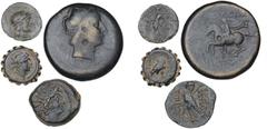 Ancient coins Ancient coins Greece The Hellenistic Monarchies Seleucid Kingdom Ancient Greece, Seleucid Empire, 4 bronze coins, Seleukos II, 246-226 BC, AE 32, Houghton 430, SNG Cop 116 samt AE 15, Ho