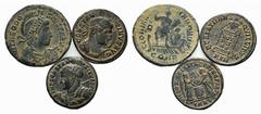Multiple Lots Lot of 3 Late Roman Æ coins, including Constantine I (2) and Theodosius I (1). Lot sold as is, no returns
