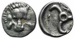 Greek Dynasts of Lycia, Perikles (c. 380-360 BC). AR Tetrobol (14mm, 2.97g). Facing lion’s scalp. R/ Triskeles within shallow incuse. SNG von Aulock 4254. Good Fine