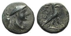 Greek Lycia, Termessos Minor, c. 1st century BC. Æ (9mm, 1.09g, 11h). Draped bust of Hermes r., wearing petasos; bee to l. R/ Eagle standing r. on caduceus. SNG Copenhagen 143; SNG von Aulock 4456. Gr
