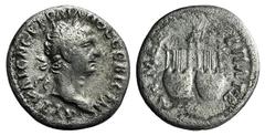 Roman Provincial Trajan (98-117). Lycia. AR Drachm (17mm, 2.65g, 6h). AD 98-9. Laureate head r. R/ Two lyres; above, owl. RPC III 2676; SNG Copenhagen 45; SNG von Aulock 4268. Near VF