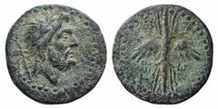 Greek Pisidia, Termessos, 1st century BC. Æ (21mm, 6.67g, 9h). Laureate head of Zeus r.; sceptre behind. R/ Winged thunderbolt. SNG BnF 2090; SNG von Aulock 4455 (Lycia). Green patina, about VF