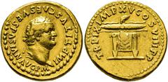 MONEDAS ANTIGUAS DE ORO / ancient gold coins IMPERIO ROMANO. TITO. Áureo. Roma. 80. Busto del emperador laureado a derecha. IMP TITVS CAES VESPASIAN AVG PM. Trono con haz de rayos alados. TR P IX IMP 