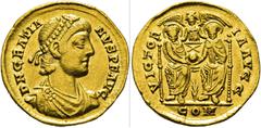 MONEDAS ANTIGUAS DE ORO / ancient gold coins IMPERIO ROMANO. GRACIANO. Sólido. Milán?. Busto del emperador a derecha con coraza y diadema. D N GRATIANVS PF AVG. Graciano y Valentiniano entronizados so