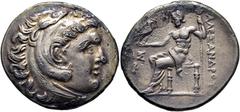 COLECCIÓN DE MONEDA GRIEGA DE PLATA / greek silver collection MACEDONIA. Alejandro III el Grande. Tetradracma. 200-100 a.C. Cabeza de Herakles cubierta con leonté a derecha. Zeus entronizado a izquier
