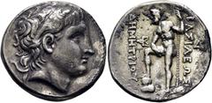 COLECCIÓN DE MONEDA GRIEGA DE PLATA / greek silver collection MACEDONIA. Demetrios Poliorcetes. Tetradracma. 306-283 a.C. Cabeza diademada de Demetrios a derecha con ínfulas al viento. Poseidón desnud