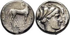 COLECCIÓN DE MONEDA GRIEGA DE PLATA / greek silver collection SICILIA-SIRACUSA. Tetradracma. 440-425 a.C. Biga a derecha guiada por figura femenina, Niké volando coronando al tiro. Cabeza de Arethusa 