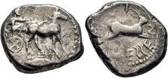 COLECCIÓN DE MONEDA GRIEGA DE PLATA / greek silver collection SICILIA-MESSANA. Tetradracma. 480-476 a.C. Biga de mulas a derecha (aunque aparentemente solo se ve una), conducida por el tirano; en exer