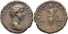 GRECIA Y ROMA / greek and roman coins ROMA IMPERIO. Marco Aurelio. Dupondio. 145. Busto drapeado a derecha, alrededor AVRELIVS CAE SAR AVG P II F. Honor estante a izquierda sujetando rama de olivo y c