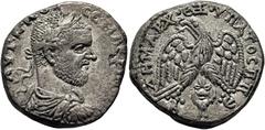 GRECIA Y ROMA / greek and roman coins ROMA IMPERIO. Macrino. Fenicia-Arados. Tetradracma. 217-218. Busto laureado con ínfulas largas a derecha, alrededor AYT K M OTI CE MAPIN (). Águila batiendo las a