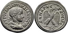 GRECIA Y ROMA / greek and roman coins ROMA IMPERIO. Gordiano III. Siria-Antioquía ad Orontem. Tetradracma. 238-244. Busto a derecha, alrededor AYTOK K M ANT ΓOPΔIANO. Águila batiendo las alas mirando 