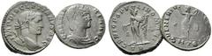 IMPERIO ROMANO DIOCLECIANO. Follis. GENIO POPVLI ROMANI y TR en exergo. Cy344. C85 y 86; junto a un follis de GALERIA VALERIA. 308-310 d.C. VENERI VICTRICI y en exergo SMTS. Cy6. C2. Restos de concrec