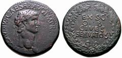 Primera sesión, 29 de noviembre MUNDO ROMANO Monedas de bronce - Imperio Romano Claudio I No.: 496 Starting Price - Precio de salida: EUR 300 41. Sestercio. EX S.C. OB CIVES SERVATOS dentro de corona 