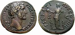Primera sesión, 29 de noviembre MUNDO ROMANO Monedas de bronce - Imperio Romano Antonino Pío No.: 636 Starting Price - Precio de salida: EUR 60 159-161. Sestercio. PIETATI. AVG. COS.IIII. Piedad con g