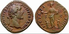 Primera sesión, 29 de noviembre MUNDO ROMANO Monedas de bronce - Imperio Romano Antonino Pío No.: 638 Starting Price - Precio de salida: EUR 50 159-161. Sestercio. PIETATI. AVG. COS.IIII. Piedad con g